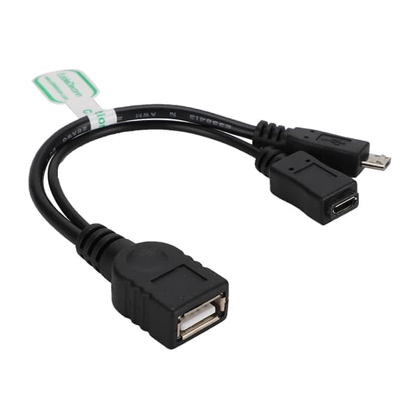 Micro USB til USB hunn OTG vert adapter datakabel med strømledning for mobiltelefon