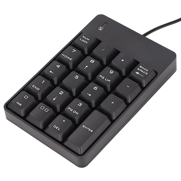 Trådbunden siffertangentbord med 19 tangenter, USB-gränssnitt, drivrutinsfritt, bärbart, svart, numeriskt tangentbord för bärbar dator, kontor, bank, stormarknad