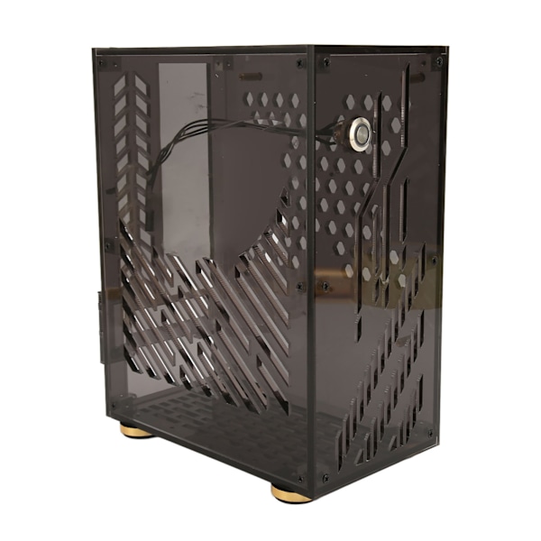 Mini ITX-kabinet 4,3L gennemsigtig akrylpanel 360 graders køling dæmpende fodpuder Mini PC-kabinet til FLEX 1U strømforsyning 2,5 tommer SSD sort