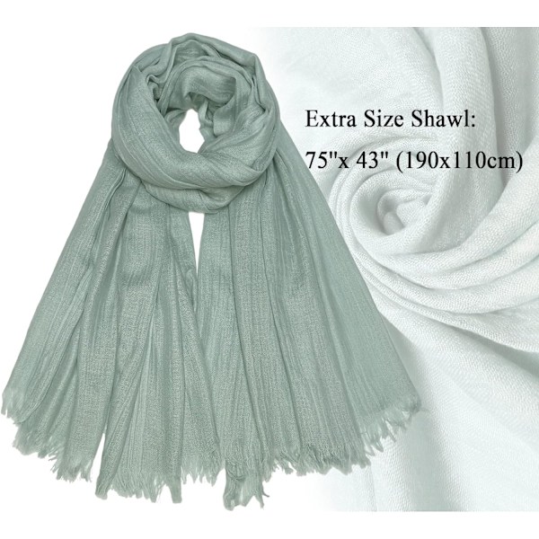 Kvindernes sommer tørklæder lette store lange gaze sjal linned strand wrap plain 75”×43”,Mint Green