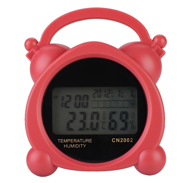 Electronic Digital Indoor Fahrenheit/Celsius Thermometer Hygrometer with Alarm Clock (Pink)