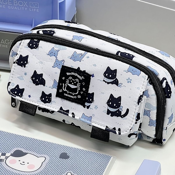 Eläin Kissa Iso Penaali - Kirjoitustarvikkeiden Kynälaukku, Suuri Kosmetiikkalaukku, Kirjoitustarvikkeiden Toimistotarvikkeiden Kynälaukku, Penaali Aest Cat pencil case