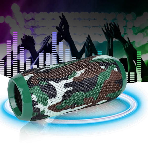 Bärbar Bluetooth Trådlös Högtalare Bas Subwoofer Stöd TF-kort USB FM-radio (Kamouflage)