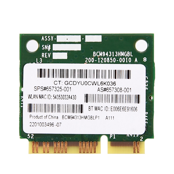 HP BCM94313HMGB PCI-E 802.11N BCM20702 Bluetooth 4.0 Wlan Langaton WiFi-kortti