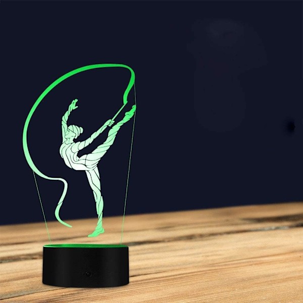 3D Gymnastik Fjärrkontroll 16 Färger Nattlampor Illusion Akryl LED Bord Sänglampa Barn Sovrum Skrivbords Dekoration Födelsedagspresenter Leksak för Barn