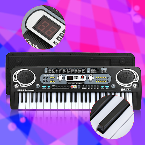 Elektronisk keyboard 54-tasters multifunktionelt børns musikundervisningslegetøj med mikrofon