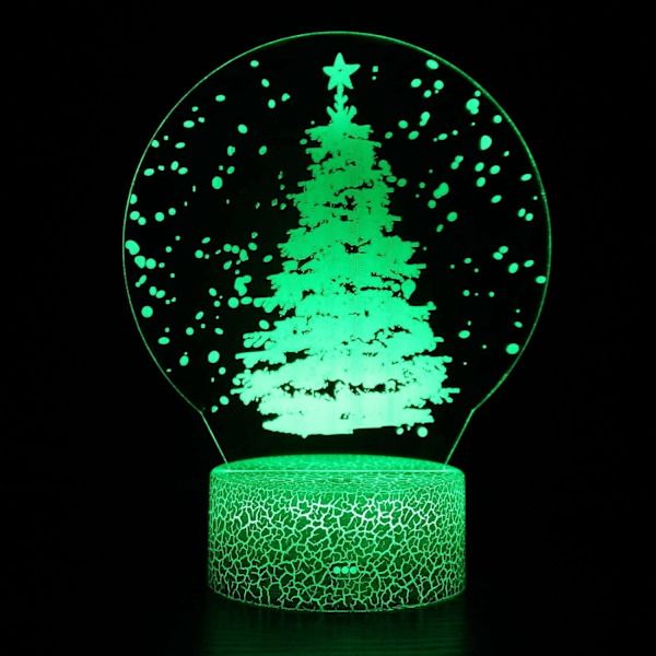3D Optisk Lampa Illusion Nattlampa Snöflinga I Stämningslampa 7 Färgväxlande Akryl LED Nattlampa USB-kablar Sovrumsskrivbordets Dekoration