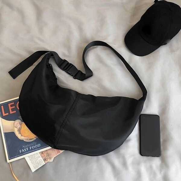 Moderigtig Messenger Bag Unisex Vandtæt Universal Stor Kapacitet Skulder Gym Fitness Taske  Gratis Størrelse Black