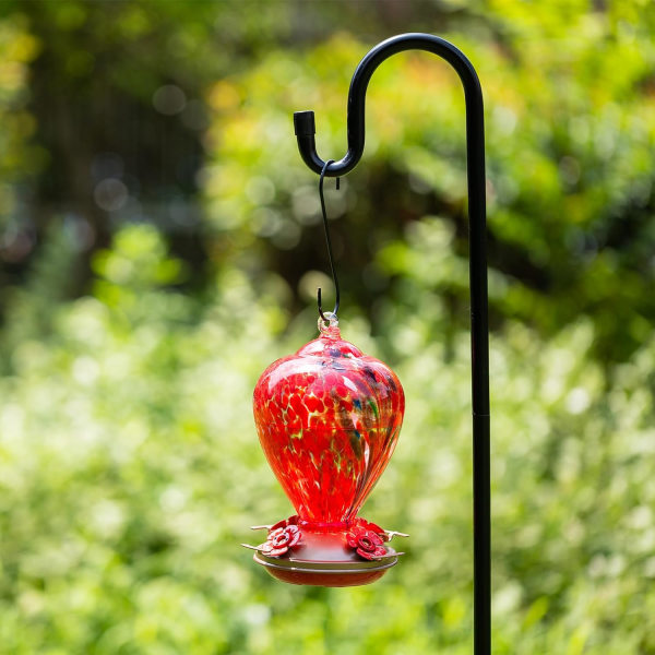 Gifts for Mom Mothers Day Hummingbird Feeder, 34OZ Hand Blown Glass Hummingbird Feeders for Outdoors Hanging, Porch Backyard Decor Gifts for Women (