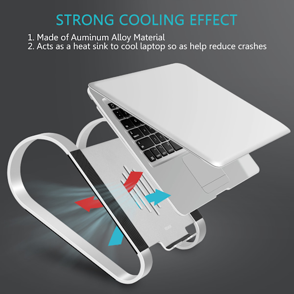 Bærbar computer stand, aluminium bærbar computer riser vinkelhøjde justerbar stand til MacBook og PC med anti