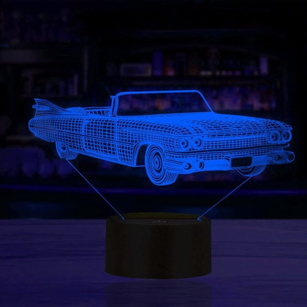 3D Racingbil Nattlampa LED-lampa Illusion 7 Färgväxlande Bordsskiva Dekorationslampor Födelsedagspresent Akrylbas USB-kabel Leksak