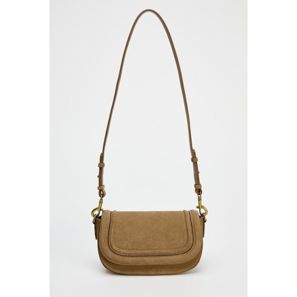 Damväska Mörkbrun Sadelväska Flap Axelväska Casual Mode Mocka Crossbody Väska