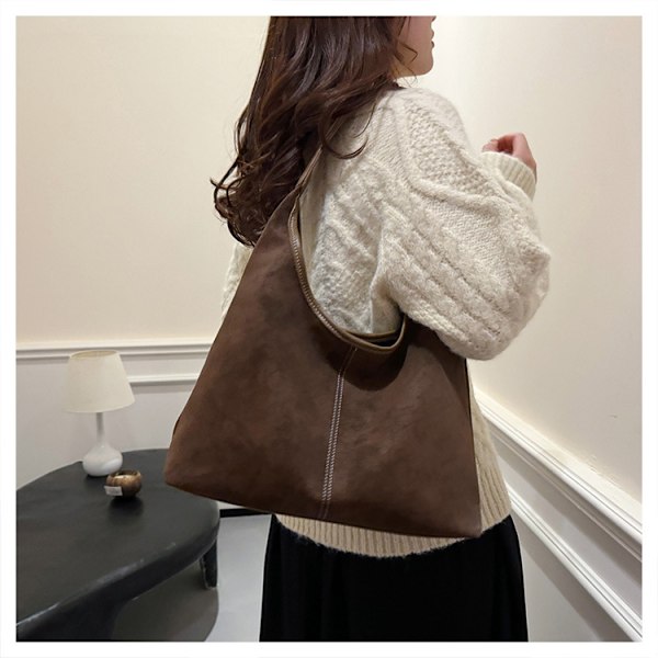 Nye efterårs- og vintertasker med stor kapacitet, alsidig skuldertaske, retro frostet spandtaske