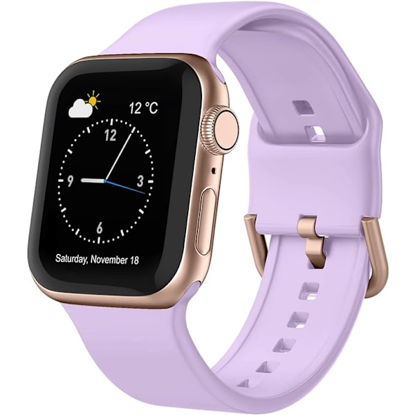 Apple Watch-rem i myk silikon, sportsarmbånd, erstatningsrem, egnet for hele Iwatch-serien (lavendel 38/40/41 mm)