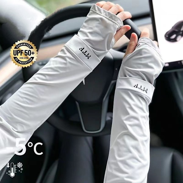 Ice Sleeve Herr och Dam Sommar Maskeringsärmar Utomhus Ridning UV-skydd Arm Lös Andningsbar Brev Is Silkeärmar MTF Gray