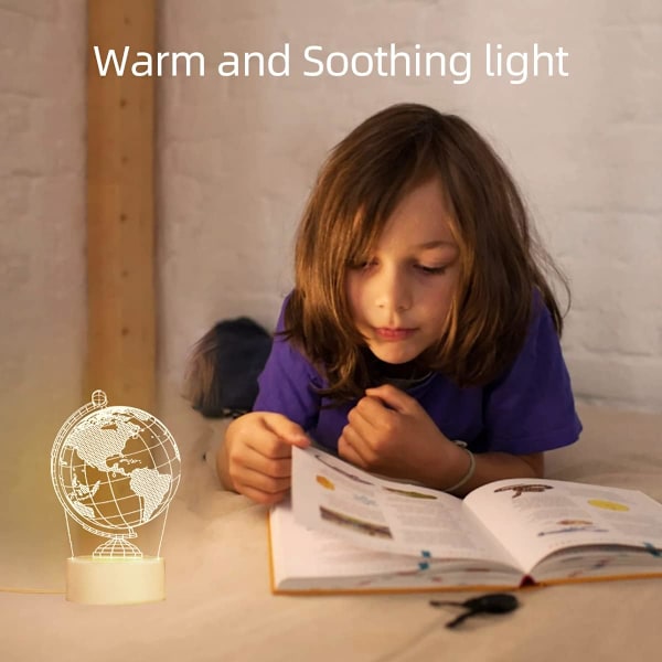 Globus illusjonslampe nattlys for barn LED bordlampe nattlampe soverom dekorasjon feriegaver bursdagsgaver for barn gutter jenter