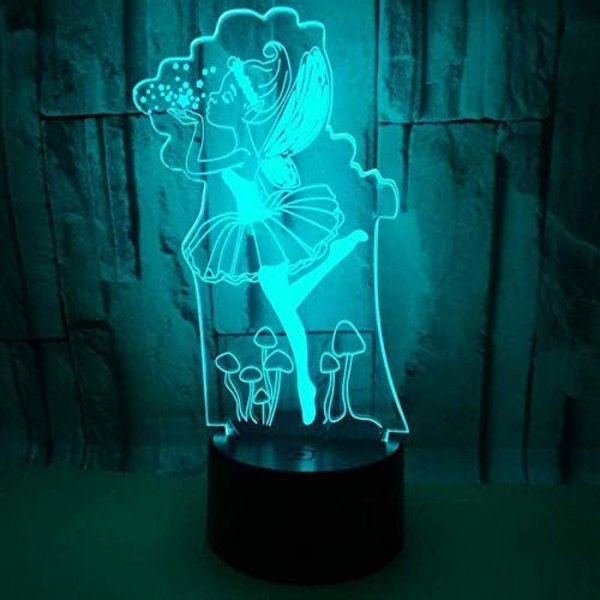 3D Ballet Engel Ving Natlys Lampe Illusion Nat Led 7 Farve Skiftende Berøringskontakt Bord Skrivebord Dekoration Lamper Gave med Akryl Flad USB Ca