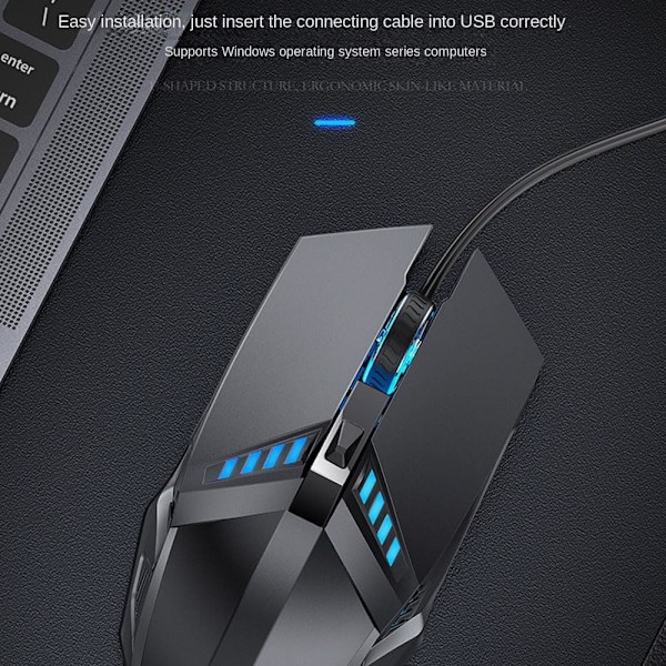 Ledningsforbundet Gaming Mus Makroer Computermus Mekanisk 5 Farver Åndedrætslys med Lydløs 6 Taster USB Flettet Kabel 4 Hastighed DPI Ergonomi med PC/Bærbar