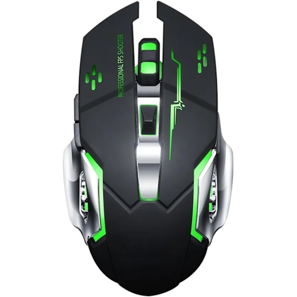 Opladelig Trådløs Bluetooth Gaming Mus med 7-Farvet Regnbue RGB Åndedrætsbelysning og Justerbar DPI - Ergonomisk Greb, Lydløs Klik