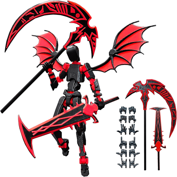 Monterad T13 Actionfigur Set, för Samlare Skrivbordsdekorationer, Röd