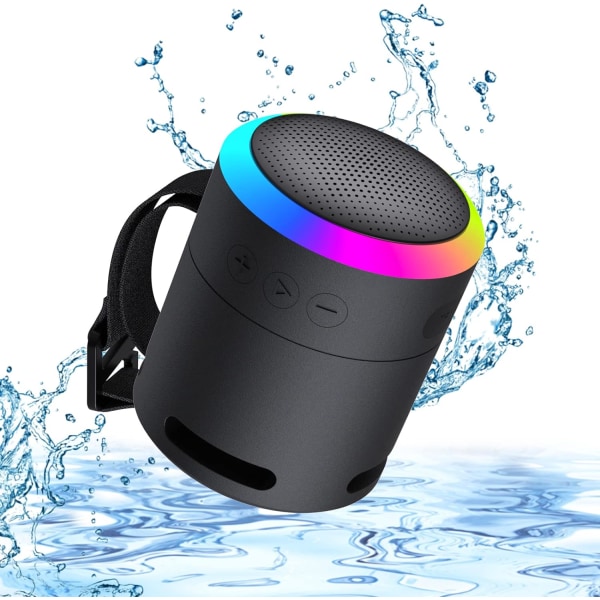 Bluetooth-højttalere, bærbar trådløs højttaler med lys, IPX6 vandtæt, HiFi-lyd, 24 timers spilletid til udendørs og hjemme Light-black