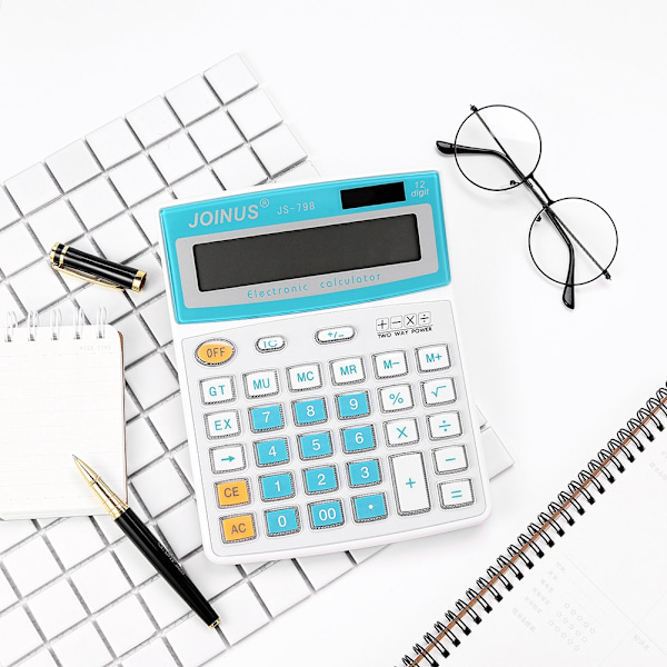 JS-798 Student Handheld Function Calculator Portable Electronic Calculator School Office (Blå)