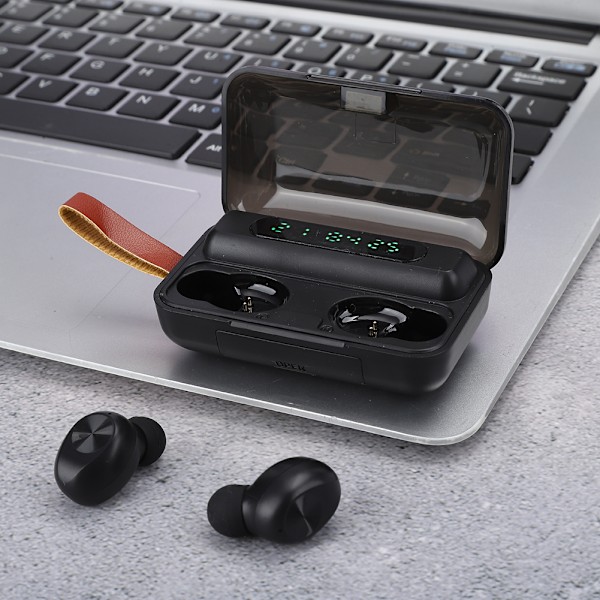 F9-12 ABS Dobbel Ører Elektrisk Mengde Display Trådløs Bluetooth Øretelefon Berøring In-Ear Hodetelefon