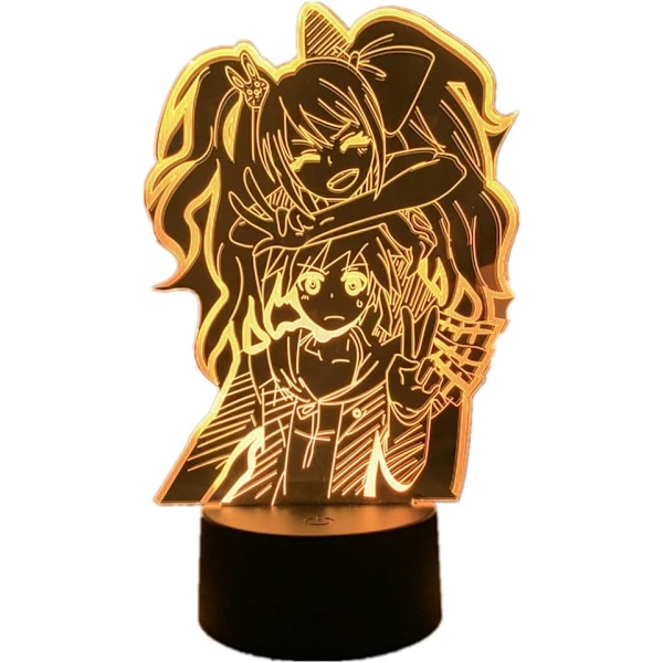 Akryl 3D Illusionslampe Anime Junko Enoshima og Naegi Makoto Lampe LED Nattelys Barnerom Dekorasjon Spill Elskere Gave LED Nattelamper