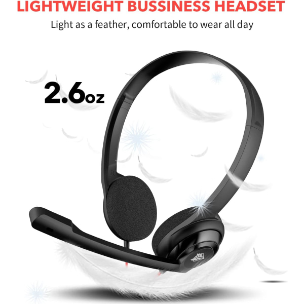 USB C Headset with Microphone for Laptop Phone, Headphones with Noise Cancelling Microphone for Computer, On-Ear Wired Office Call Center Headset fo