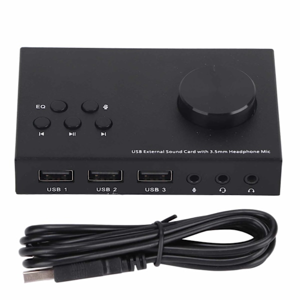 USB Ekstern lydkort Stereo 3,5 mm grensesnitt Multimodus design Flere EQ lydkonvertering Lydadapter