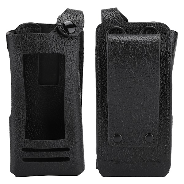 Walkie Talkie Hard Leather Case Cover med Bagklip Nylon Skulderrem til Motorola P8268