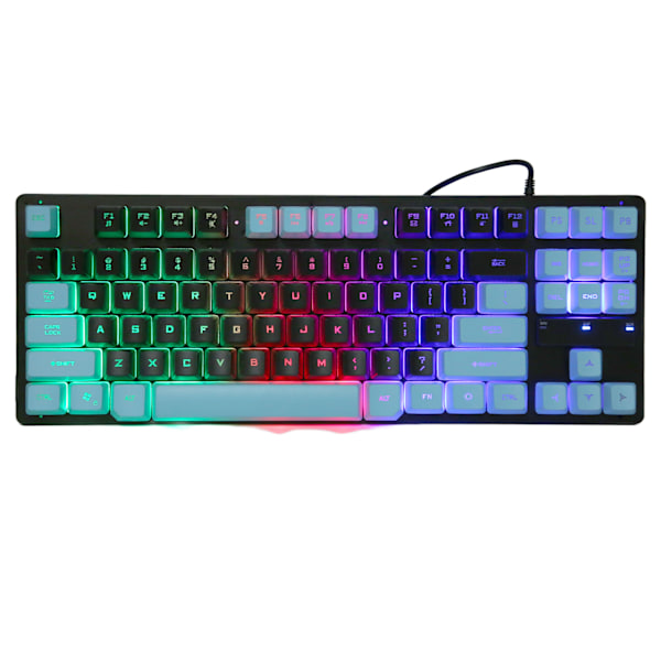 Wired Gaming Keyboard 87 Keys Ergonomic Color Backlit Design Desktop Notebook Computer AccessoriesBlue and Black