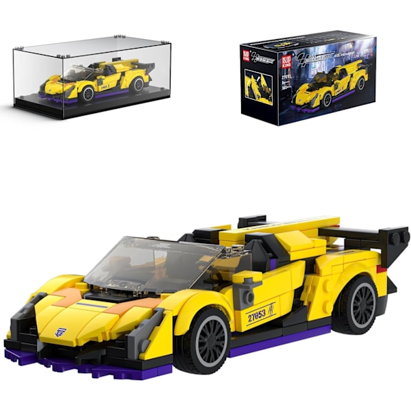 Superbilmodeller Byggset med Display Case, 27053 Modellbil Byggsatser, Leksaksbil Byggklossar, Speed Race Bil Byggsatser(365PCS)