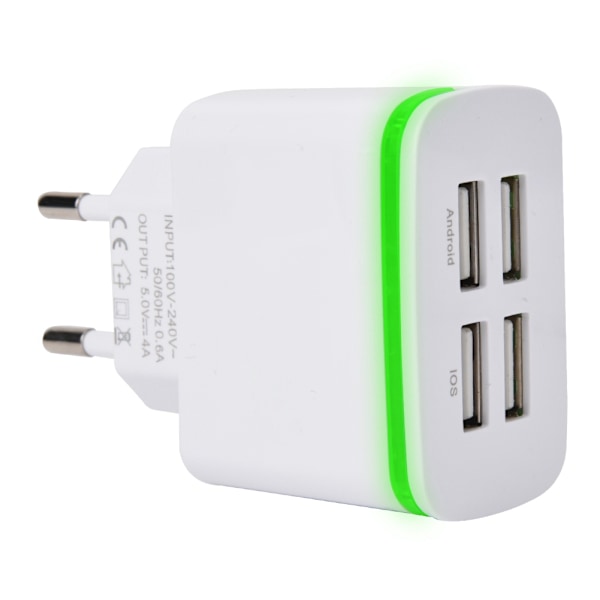 Universell 4-porters USB-lader laderhode for smarttelefon nettbrett
