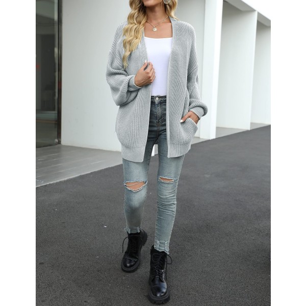 Kvinners Cardigan Tykk strikket genser Oversized Ballong erme Cardigan Jakke, Myk, behagelig og hudvennlig.