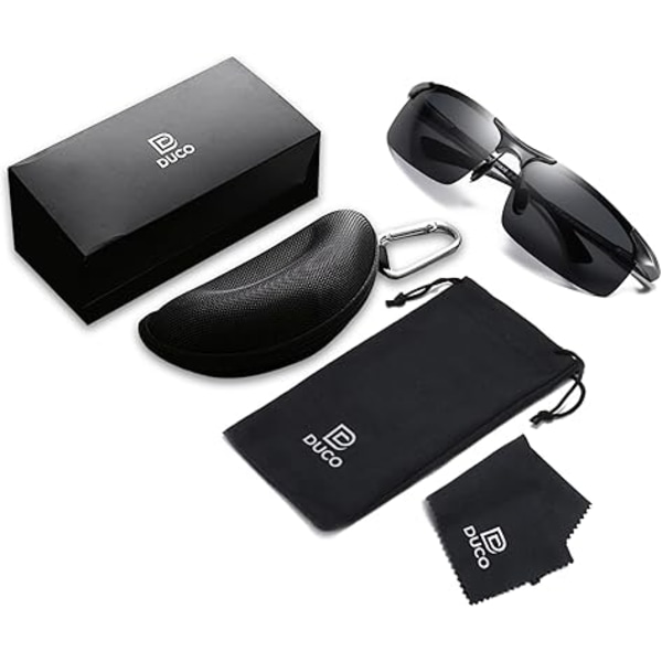 Miesten polarisoidut urheilu-aurinkolasit autoiluun, hiilikuitua, UV400-suojaus DC8277 Gunmetal Frame Grey Lens