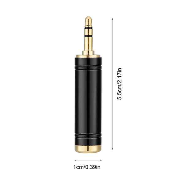 2 stk. 3,5 mm han til 6,35 mm hun stereoadapterkonverter guldbelagt lydadapter (sort)
