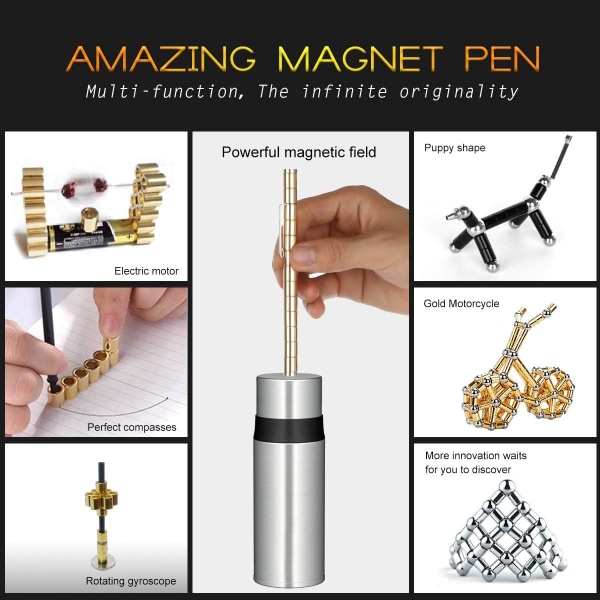 Dekompresjon magnetisk penn, magneter DIY leker, fidget leker, magnetiske skulptur byggeklosser, skrivebord skulptur leker, intelligens læring og stress
