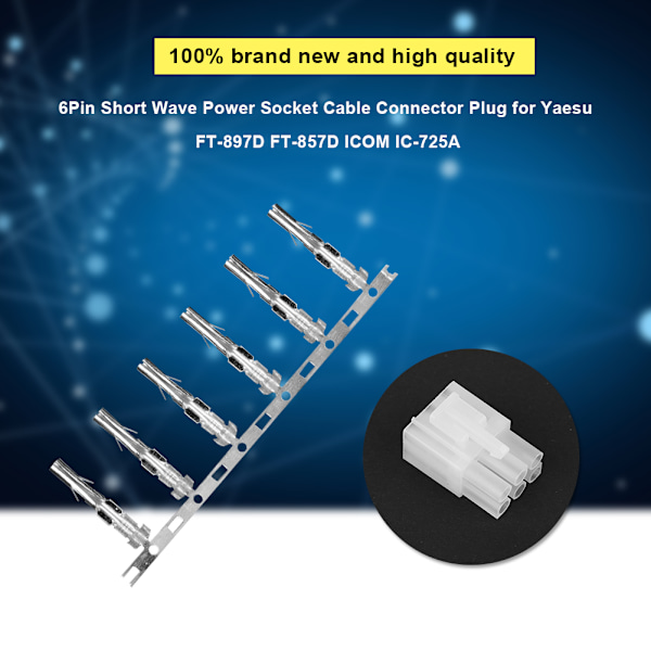 5 st 6-stifts kortvågsströmkontaktkabelkontakt för Yaesu FT-897D FT-857D ICOM IC-725A