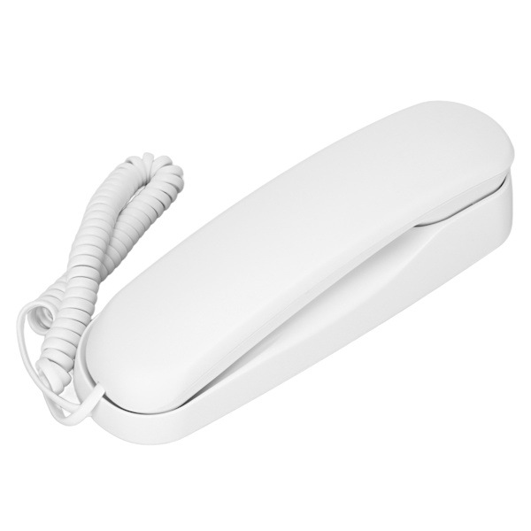 Sladdtelefon med stöd för paus, återuppringning av senaste nummer, väggmonterbar, fast telefon med upplysta knappar för hemmakontor, vit