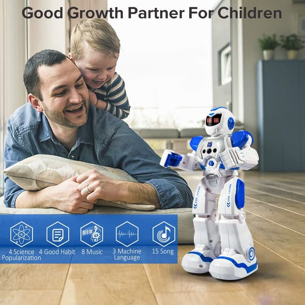 Fjernbetjent robot til børn, intelligent programmerbar robot med infrarød controller, legetøj, dans, sang, moonwalk og LED-øjne, gestussensor