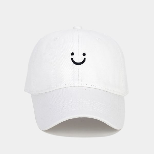 Smile Face Baseball Cap for Women Men Adjustable Low Profile Unstructured Cotton Dad Hat White