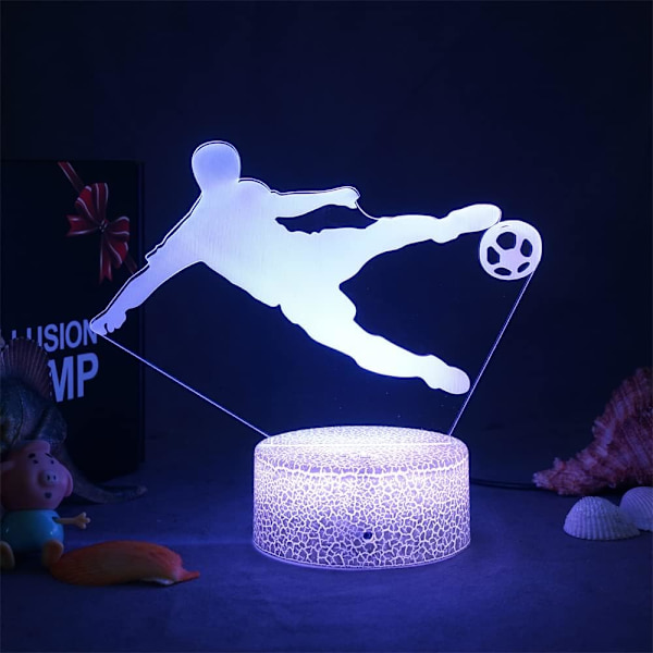 3D Fotball Nattlys Bordlampe Optisk Illusjon Lamper 7 Farge Skiftende Lys LED Bordlampe Jul Hjem Kjærlighet Bursdagsgave