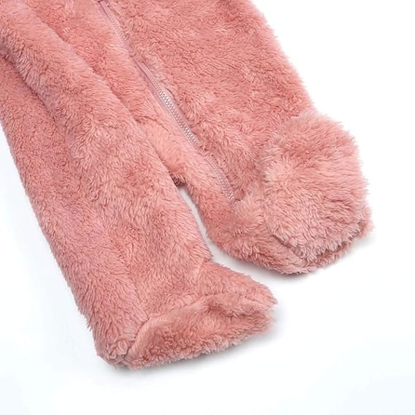 Nyfødt Baby Jumpsuit Hette Fleece Rompere Langermet Onesies Yttertøy Antrekk pink 9M