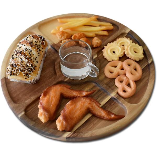 Serveringsbricka i trä, diameter 11,8 tum, serveringsbricka i akaciaträ, dessertbricka, kakfat Option 29