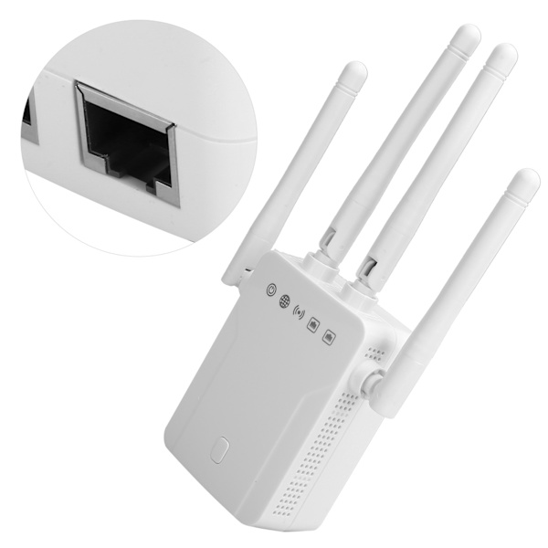Trådlös repeater WiFi-signalförstärkare Booster Network Extender 2.4G 300Mbps/5G 867Mbps DualBand AC