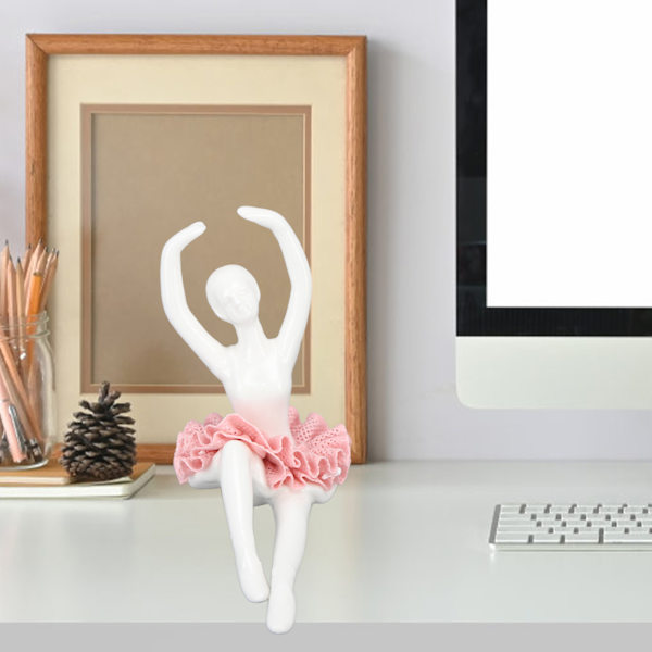 Balletdanser Statue Pink Ballerina Figur Keramisk Figur Dekoration til Bord Hylde Soveværelse Stue