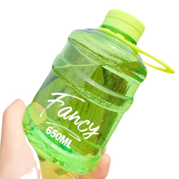 Mini Small Pure Bucket Cup Plastic Water Cup Fancy [Transparent Green] 650ml Single Cup + Lanyard