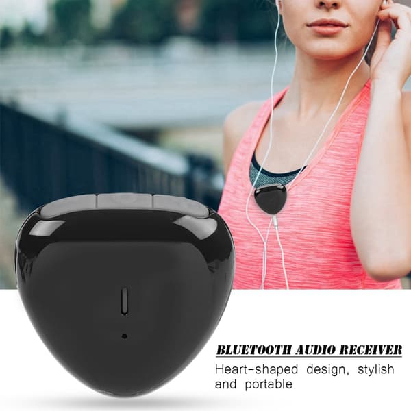Mini trådløs hjerteformet Bluetooth lydmottaker kablet hodetelefon lydadapter svart