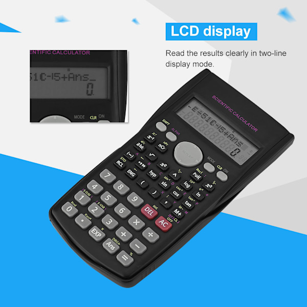 Student Handheld Vetenskaplig Funktionsräknare Bärbar Multifunktionsräknare LED-display